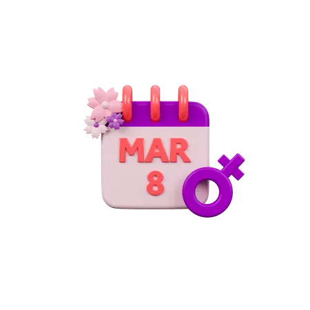 Calendario del día internacional de la mujer  3D Icon