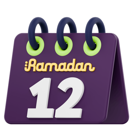 Duodécimo día del calendario de Ramadán Celebración del Ramadán  3D Icon