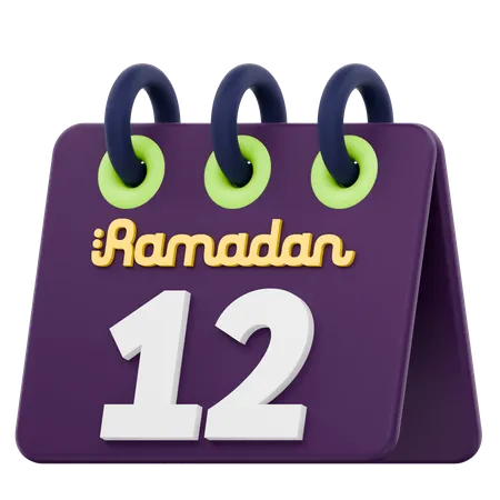 Duodécimo día del calendario de Ramadán Celebración del Ramadán  3D Icon