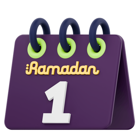 Primer día del calendario de Ramadán Celebración del Ramadán  3D Icon