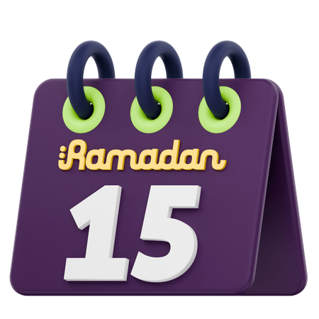 Calendario del decimoquinto día del Ramadán Celebración del Ramadán  3D Icon