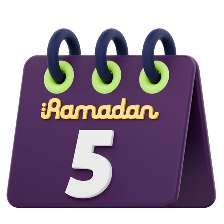 Quinto día del calendario de Ramadán Celebración del Ramadán  3D Icon