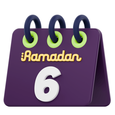 Sexto día del calendario de Ramadán Celebración del Ramadán  3D Icon