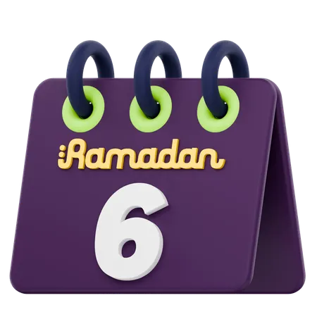 Sexto día del calendario de Ramadán Celebración del Ramadán  3D Icon