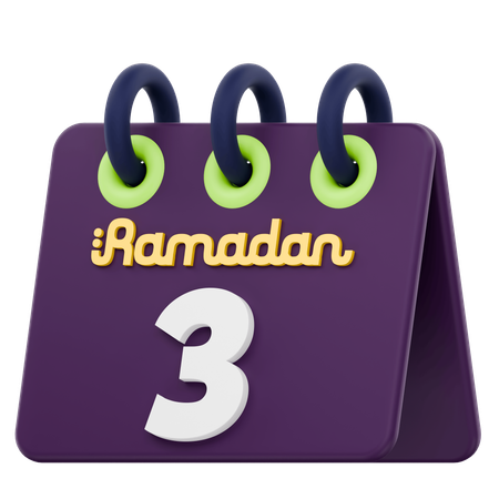 Tercer día del calendario de Ramadán Celebración del Ramadán  3D Icon