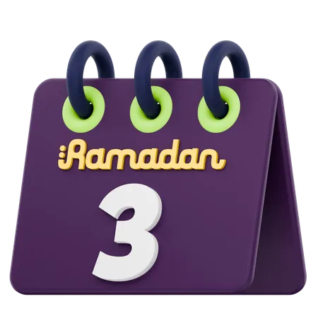 Tercer día del calendario de Ramadán Celebración del Ramadán  3D Icon