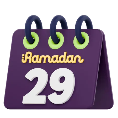 Calendario del trigésimo día del Ramadán Celebración del Ramadán  3D Icon