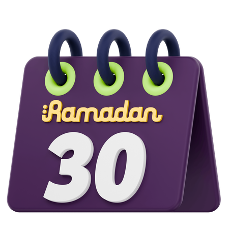 Calendario del trigésimo primer día del Ramadán Celebración del Ramadán  3D Icon