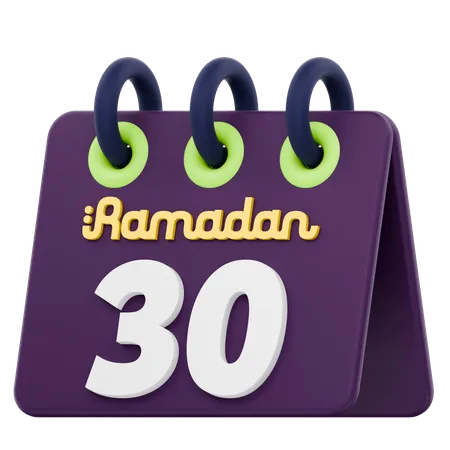 Calendario del trigésimo primer día del Ramadán Celebración del Ramadán  3D Icon