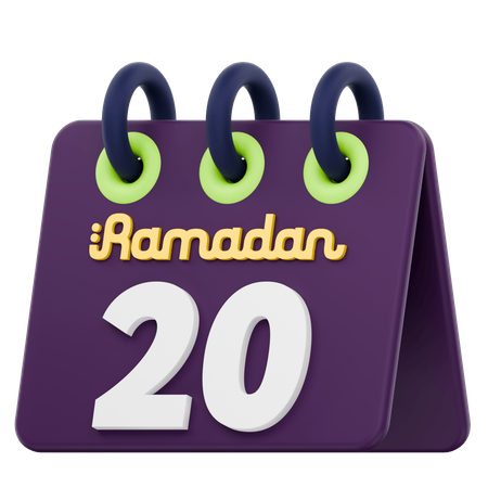 Vigésimo día del calendario de Ramadán Celebración del Ramadán  3D Icon