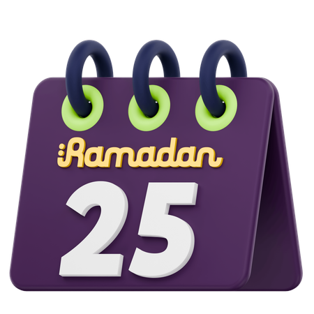 Vigésimo quinto día del calendario de Ramadán Celebración del Ramadán  3D Icon