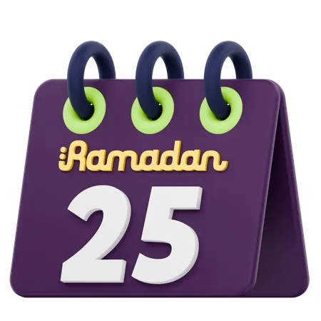 Vigésimo quinto día del calendario de Ramadán Celebración del Ramadán  3D Icon