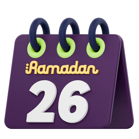 Vigésimo sexto día del calendario de Ramadán Celebración del Ramadán  3D Icon