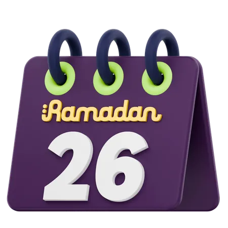 Vigésimo sexto día del calendario de Ramadán Celebración del Ramadán  3D Icon