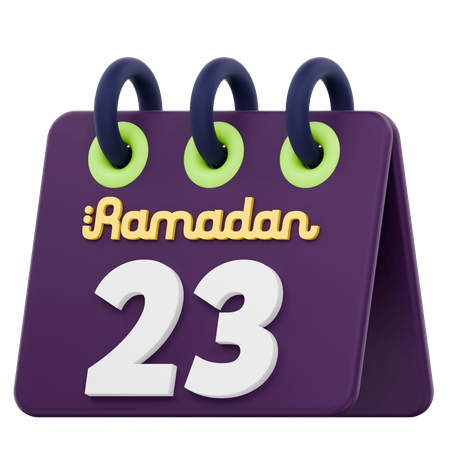 Vigésimo tercer día del calendario de Ramadán Celebración del Ramadán  3D Icon