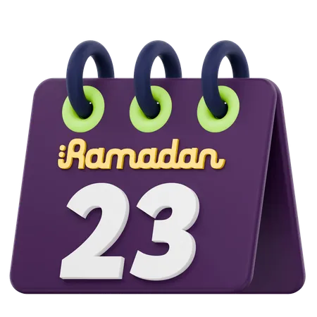 Vigésimo tercer día del calendario de Ramadán Celebración del Ramadán  3D Icon