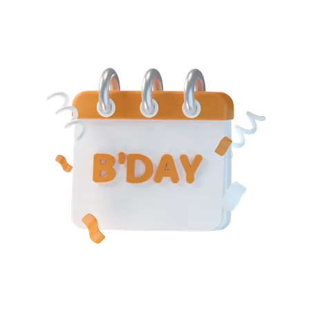 Calendário do dia do aniversário  3D Icon