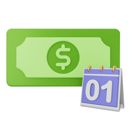 Calendario dinero dolar  3D Icon