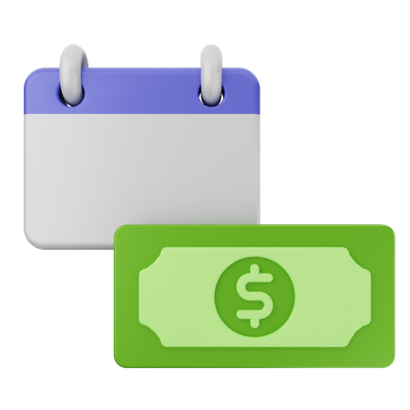 Calendario dinero dolar  3D Icon