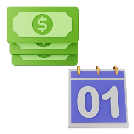 Calendário dinheiro dólar  3D Icon