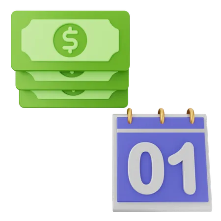 Calendário dinheiro dólar  3D Icon