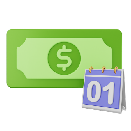 Calendário dinheiro dólar  3D Icon