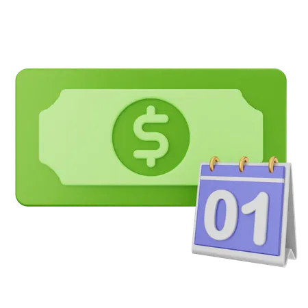 Calendário dinheiro dólar  3D Icon