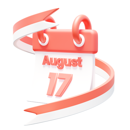 Calendário do Dia da Independência da Indonésia com fita embrulhada  3D Icon