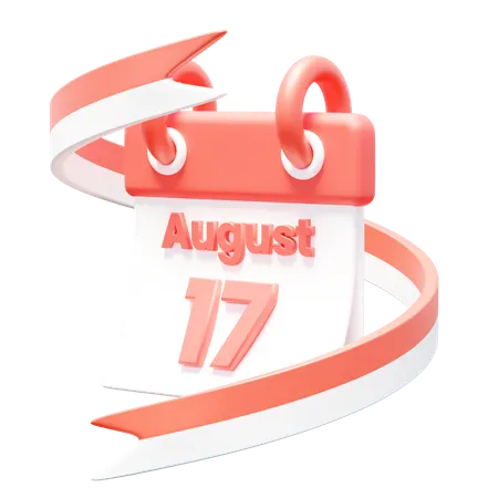 Calendário do Dia da Independência da Indonésia com fita embrulhada  3D Icon