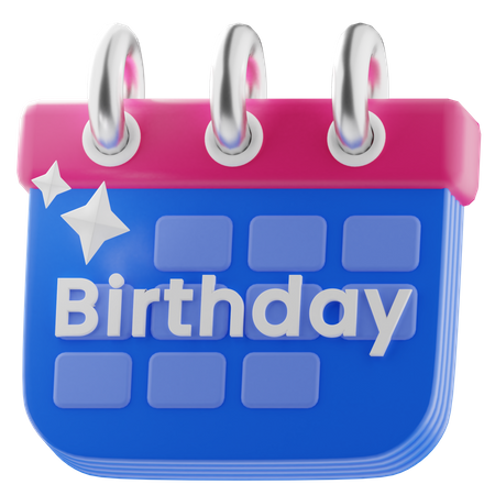 Calendário do dia do aniversário  3D Icon