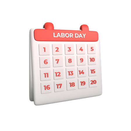 Calendário do dia do trabalho  3D Icon