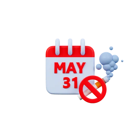 Calendário do dia mundial sem tabaco  3D Icon