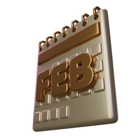 Calendário do mês de fevereiro  3D Icon