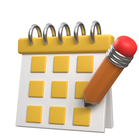 Calendário e lápis  3D Icon