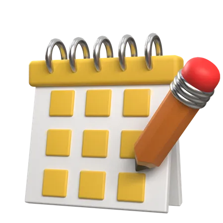 Calendário e lápis  3D Icon