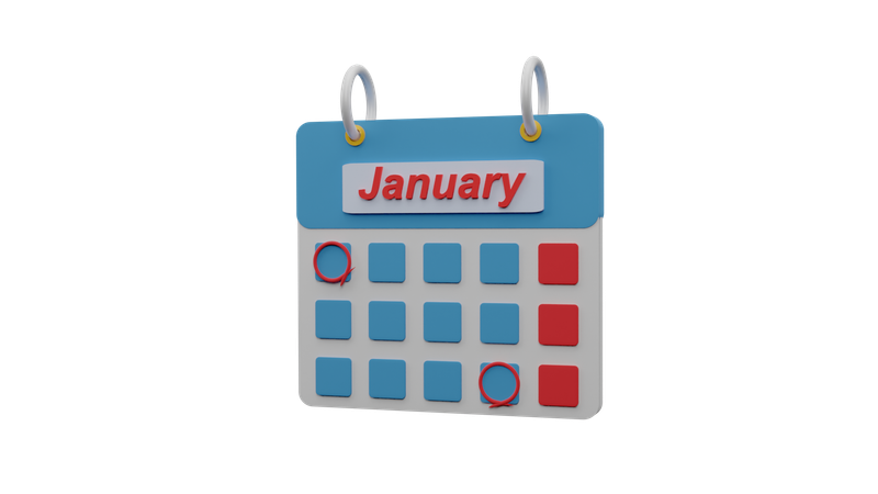 Calendario de enero  3D Icon