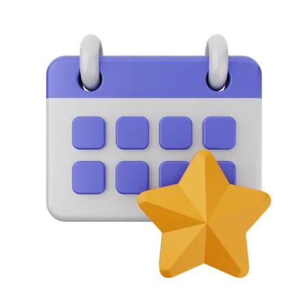 Calendário estrela  3D Icon