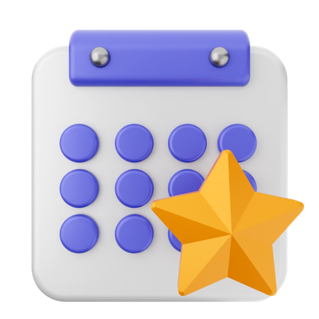 Calendário estrela  3D Icon