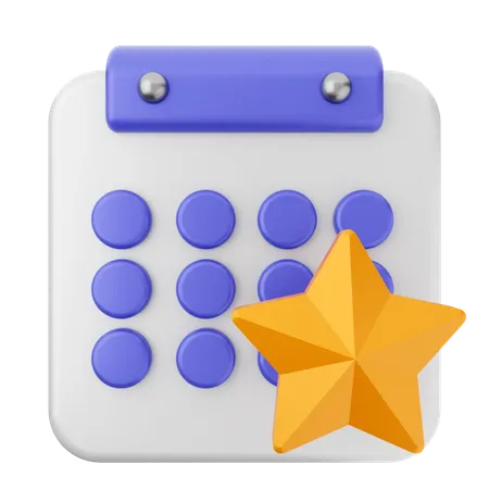 Calendário estrela  3D Icon