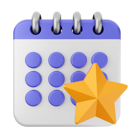 Calendário estrela  3D Icon