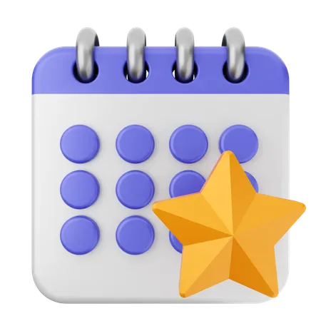 Calendário estrela  3D Icon