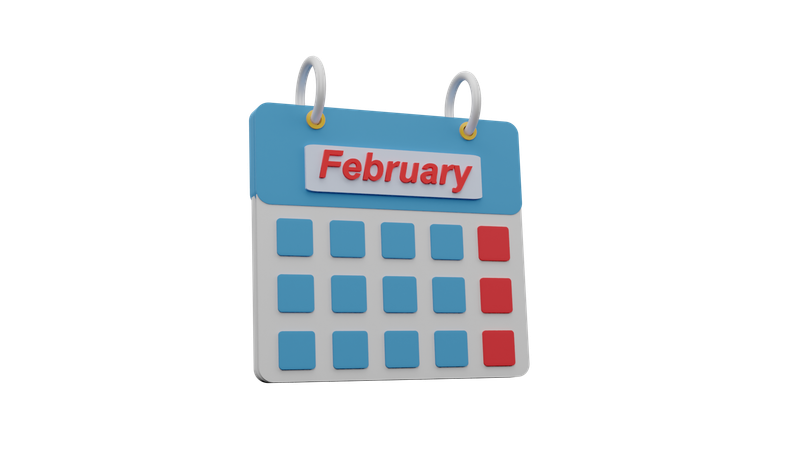 Calendario febrero  3D Icon