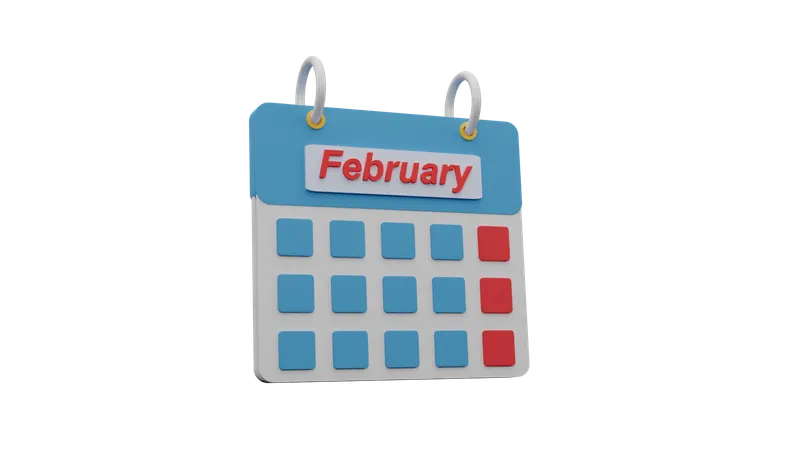 Calendario febrero  3D Icon