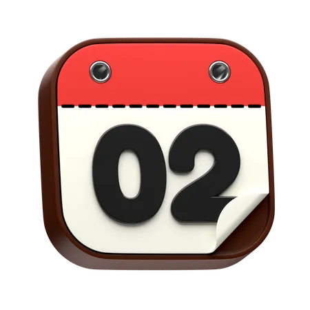 Fecha del calendario 02  3D Icon