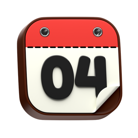 Fecha del calendario 04  3D Icon