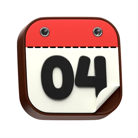 Fecha del calendario 04  3D Icon