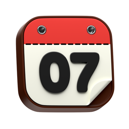 Fecha del calendario 07  3D Icon