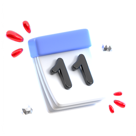 Fecha del calendario 11  3D Icon