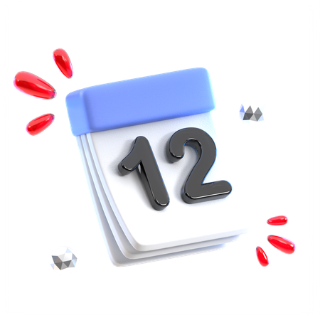 Fecha del calendario 12  3D Icon