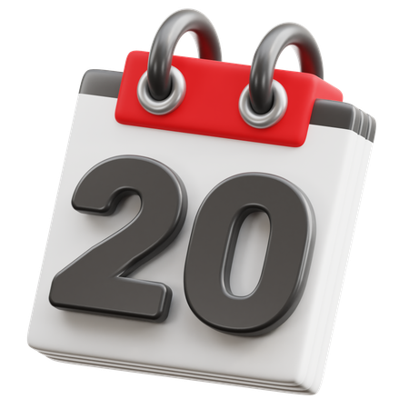 Fecha del calendario 20  3D Icon